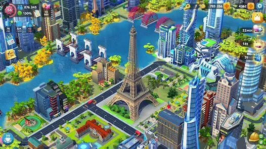 SimCity BuildIt city overview with residential and commercial zones